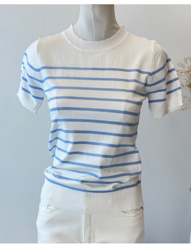 Jersey Punto Raya Azul Blanco