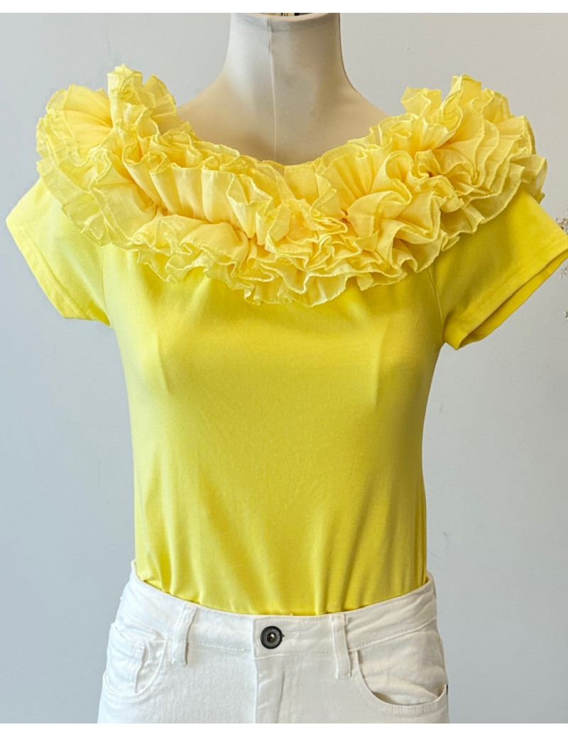 Camiseta Volantes Escote...