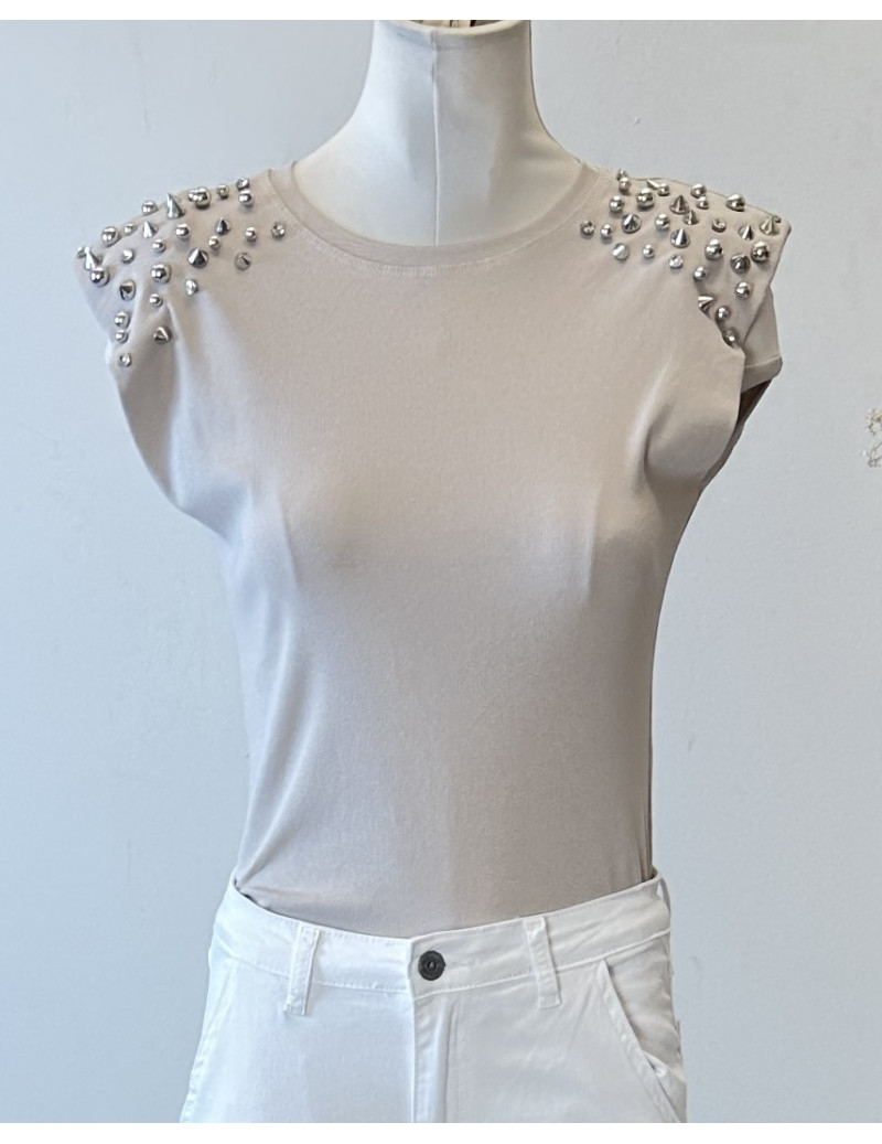 Camiseta Nut Tachas Beige